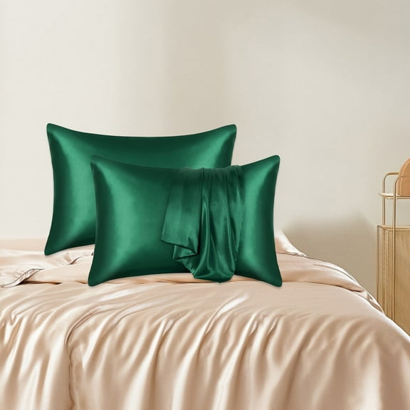 Silk Satin Pillowcase for Hair Health | Emulation Silk Pillow Cover Anti-Frizz | 2pc | Comfortable Sleep | Breathable | Wrinkle Resistant | Gray Blue | 20x26in