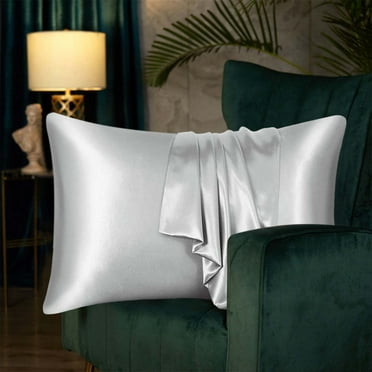Silk Satin Pillowcase for Hair and Skin Standard, White Silk Pillow cases, Set of 2 Soft Pillow Cases Silky Microfiber Bed Pillow Covers Wrinkle Resistant with Envelope Closure