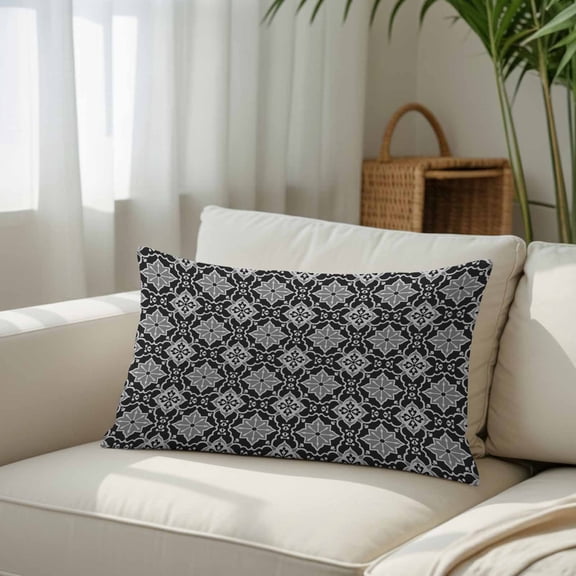 Silk Satin Pillowcase, Moroccan Classical Rhombus Pattern Rectangle Brushed Pillow Covers 20x36in Kaleidoscope Abstract Art Decorative Throw Pillows Protector Cushion Case for Sofa,Patio,Couch,Garden