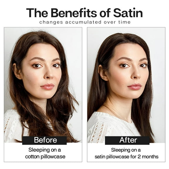 Silk Satin Pillowcases for Hair and Skin, Similar to Silk Pillow Cases, Pillow Cases Queen Size Set of 2 - Cooling Christmas Pillow Covers with Envelope Closure (Black, 20 x 30 Inches)