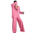 thumbnail image 1 of Silk Satin Pjs for Women 2 Pieces Womens Valentines Day Outfit Long Sleeve Button-Down Nightwear Pink Pjs Sets for Women, 1 of 5