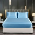 Silk Satin Queen Fitted Bed Sheet Only, Breathable Deep Pocket Fitted