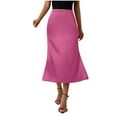 thumbnail image 1 of Silk Satin Skirts for Women High Waist Midi Slip Skirt Elegant Mermaid Skirt for Party Cocktail Outfit, 1 of 5
