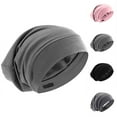 thumbnail image 1 of Silk Satin Sleep Cap Bonnet Hair Cover for Sleeping Silk Lined Beanie Hat for Natural Curly Hair Adjustable Night Cap - Gray, 1 of 7