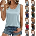 thumbnail image 1 of Silk Satin Tank Top for Women Summer Camisole 2026 Sleeveless Blouse Dressy Casual Shirt Outfits Green XL, 1 of 5