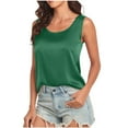 thumbnail image 1 of Silk Satin Tank Tops Womens Summer Camisole Tee Shirt V-Neck Sleeveless Blouses Soft Nightshirt Sleepwear (L, Green), 1 of 5