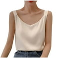 thumbnail image 1 of Silk Satin Tanks for Womens V Neck Camis Solid Color Tank Sleeveless Top Basic Camisole Loose Fit Blouse Soft Comfy Tank Tops Y2K 2025 Trendy Casual Clothes, 1 of 3