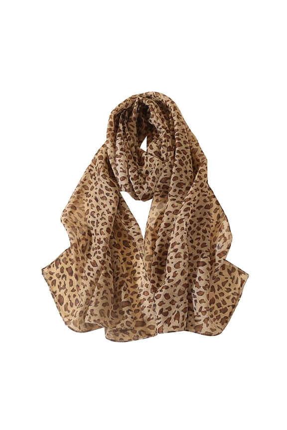 Silk Scarf Classic Leopard Print Chiffon Scarf Women's Thin Shawl Scarf For Women