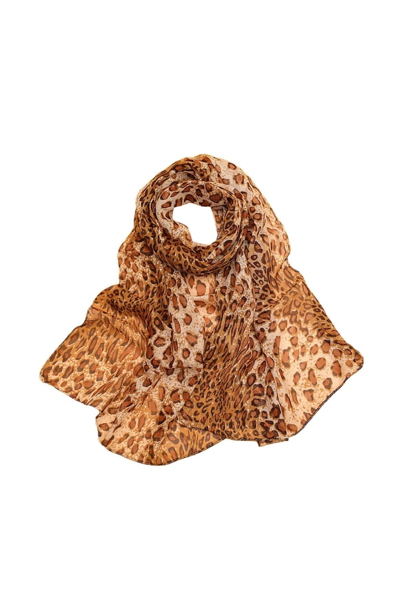 Silk Scarf Classic Leopard Print Chiffon Scarf Women's Thin Shawl Scarf For Women