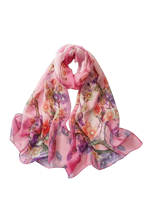 Silk Scarf Summer Lightweight Print Floral Pattern Scarf Shawl Fashion Scarves Sunscreen Shawls And Wraps For Spring