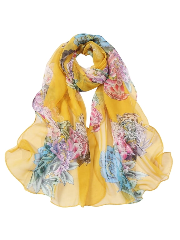 Silk Scarf Soft Lightweight For Print Floral Pattern Sunscreen And For Spring Fashion Scarf For Women