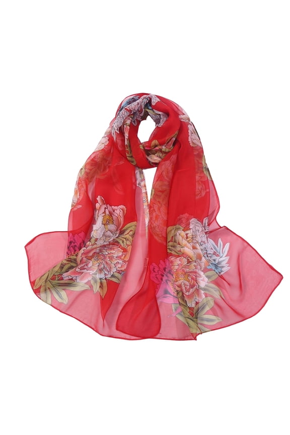 Silk Scarf Summer Lightweight Print Floral Pattern Scarf Shawl Fashion Scarves Sunscreen Shawls And Wraps For Spring