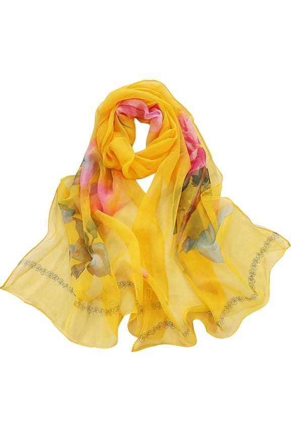 Silk Scarf Summer Lightweight Print Floral Pattern Scarf Shawl Fashion Scarves Sunscreen Shawls And Wraps For Spring