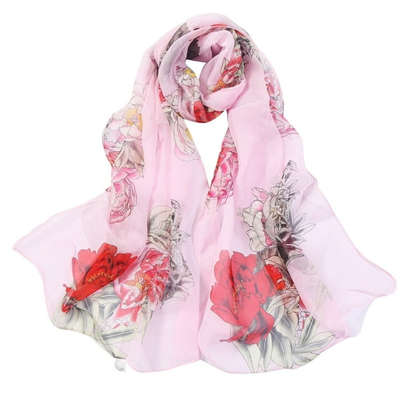Silk Scarf Soft Lightweight For Print Floral Pattern Sunscreen And For Spring Fashion Scarf For Women