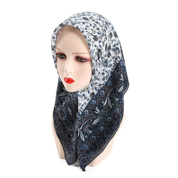 Silk Scarf Women Lady Muslim Floral Printing Scarf Vintage Bandanas Hair Scarfs for Islam Women Folk-Custom Scarf Neckerchief Wrap Shawl Travel Neck Wrap Head Scarf Silk Hair Ties (Clearance)