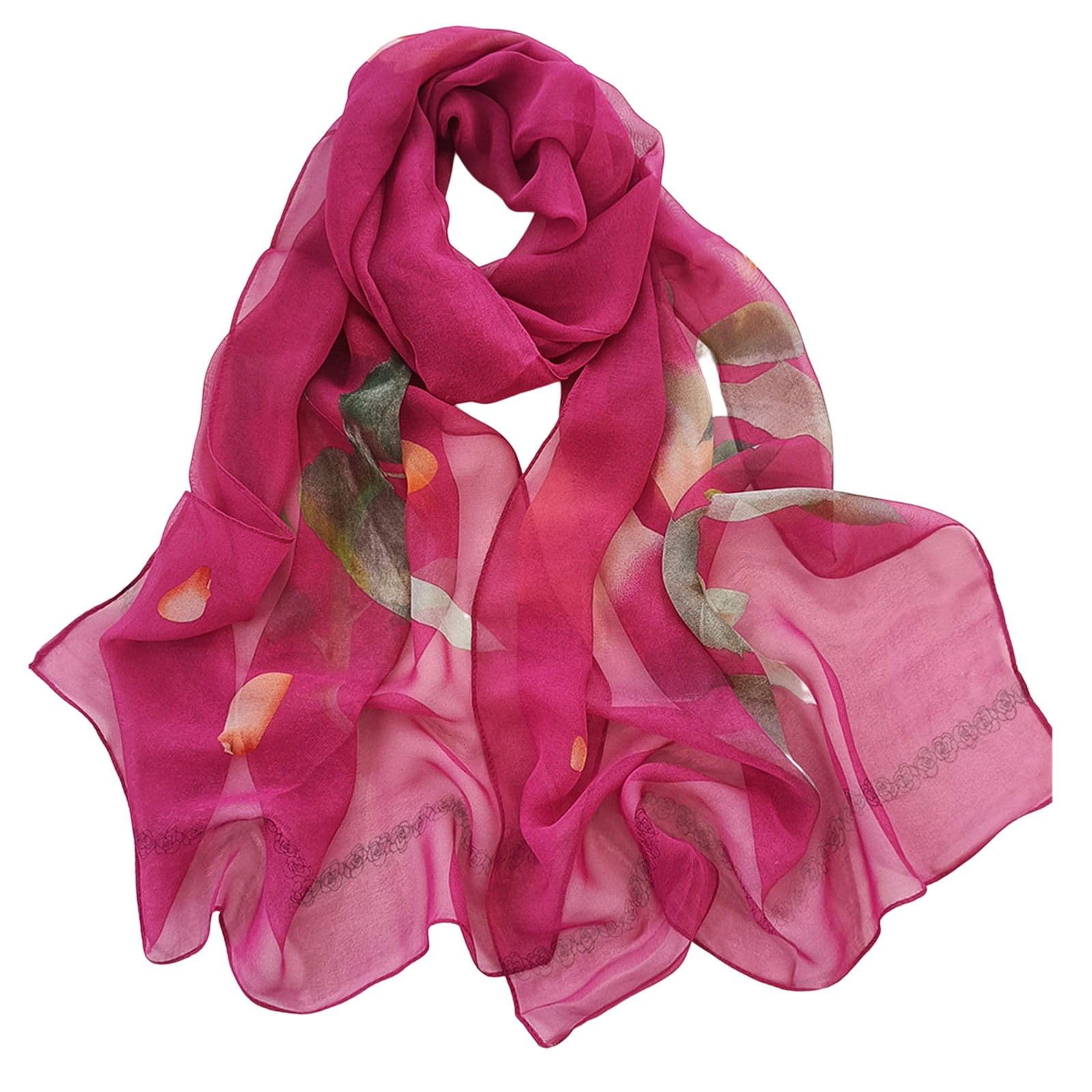 Sunscreen Paper Silk Scarf for Women Print Floral Pattern Shawl Sunscreen Shawls and ...