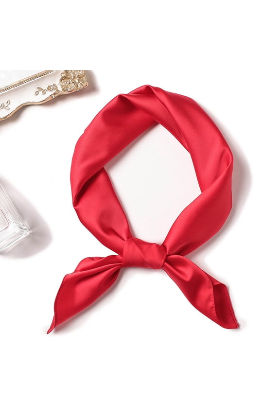 Silk Scarves Silk Accessory for Work Holiday Performance and Decoration Versatile Pure Color Neck Scarf All Season Fashion, Red