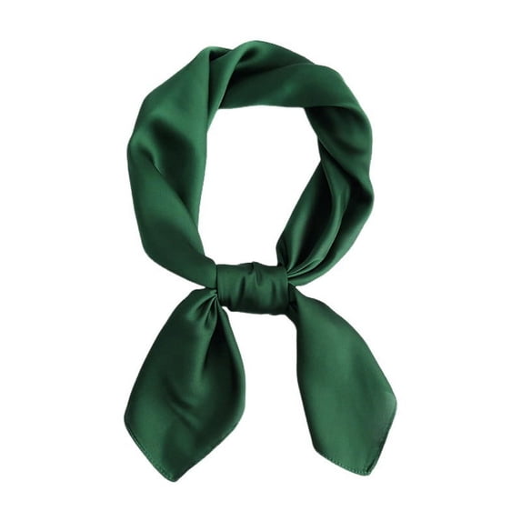 Silk Scarves Women Polka Neck Kerchief Ribbon Square Wraps Lightweight Fashionable Headwear Bandana Turban Hair Accessory, Green