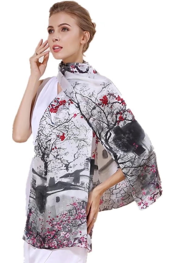 Silk Scarves Women's%100 Mulberry Silk Scarves Pure Silk Long Cat Printed Scarf Head Scarf Headbands Scarves Art Print Silk Long Mulberry Scarf