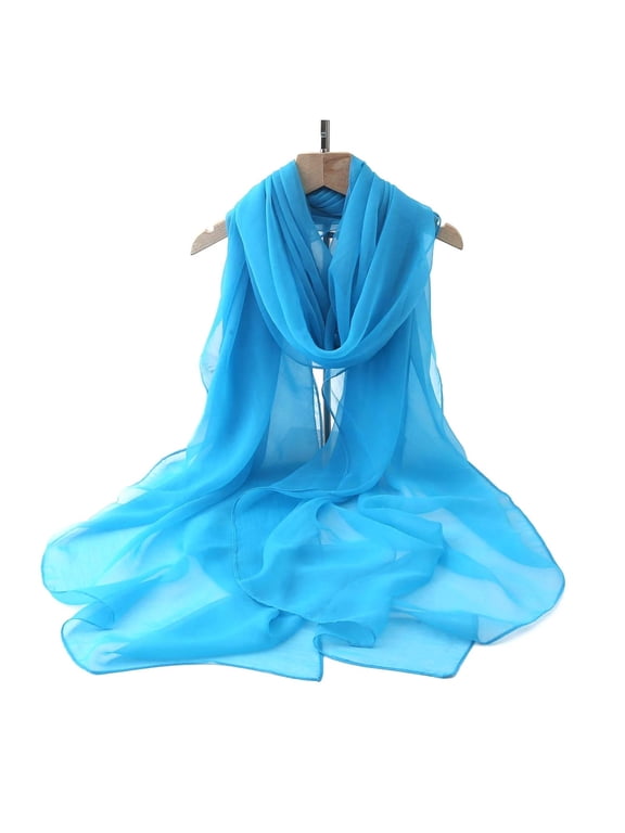 Silk Scarves for Women Fashion Lady Thin Summer Neck For Vacation Soft Lightweight Bandanas Women's Wrap and Shawl,Blue