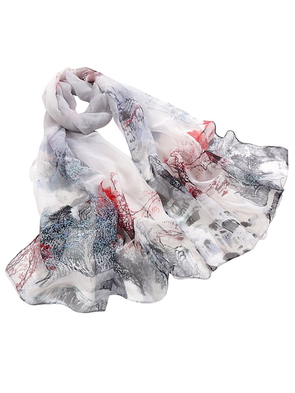Silk Scarves for Women Lightweight Fashion Print Floral Pattern Shawl Sunscreen Shawls and Wraps for Spring Gift Packed Head Scarf