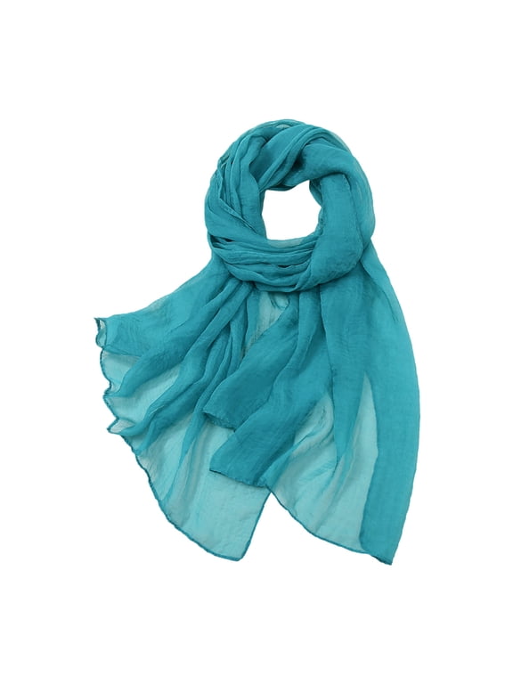 Silk Scarves for Women Fashion Summer Casual Colorful Multicolor Solid Color Chiffon Thin Regular Sunscreen Soft Lightweight Bandanas Women's Wrap and Shawl,Blue