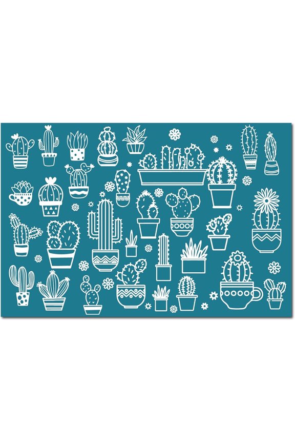 Silk Screen Printing Stencils Reusable Sign Self Adhisive Stencils for Painting on Wood DIY Decoration T-Shirt Fabric Cactus Pattern 100x150mm