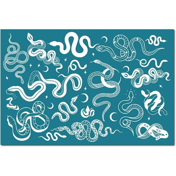 Silk Screen Stencils for Polymer Clay Reusable Silkscreen Print Kit Self-Adhesive Printing Art for Earring Jewelry Making Wood Fabric Wall T-Shirt Paper 5.9 x 3.9 Inch(Snake Pattern) colorful DIY