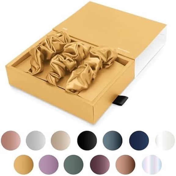 Silk Scrunchies (3 ) - Pure Mulberry Silk - 22 Momme 6A High-Grade Fibers Scrunchie for Straight & Curly Hair - Preventing Breakage, Tangling, & Creasing ( Skinny)