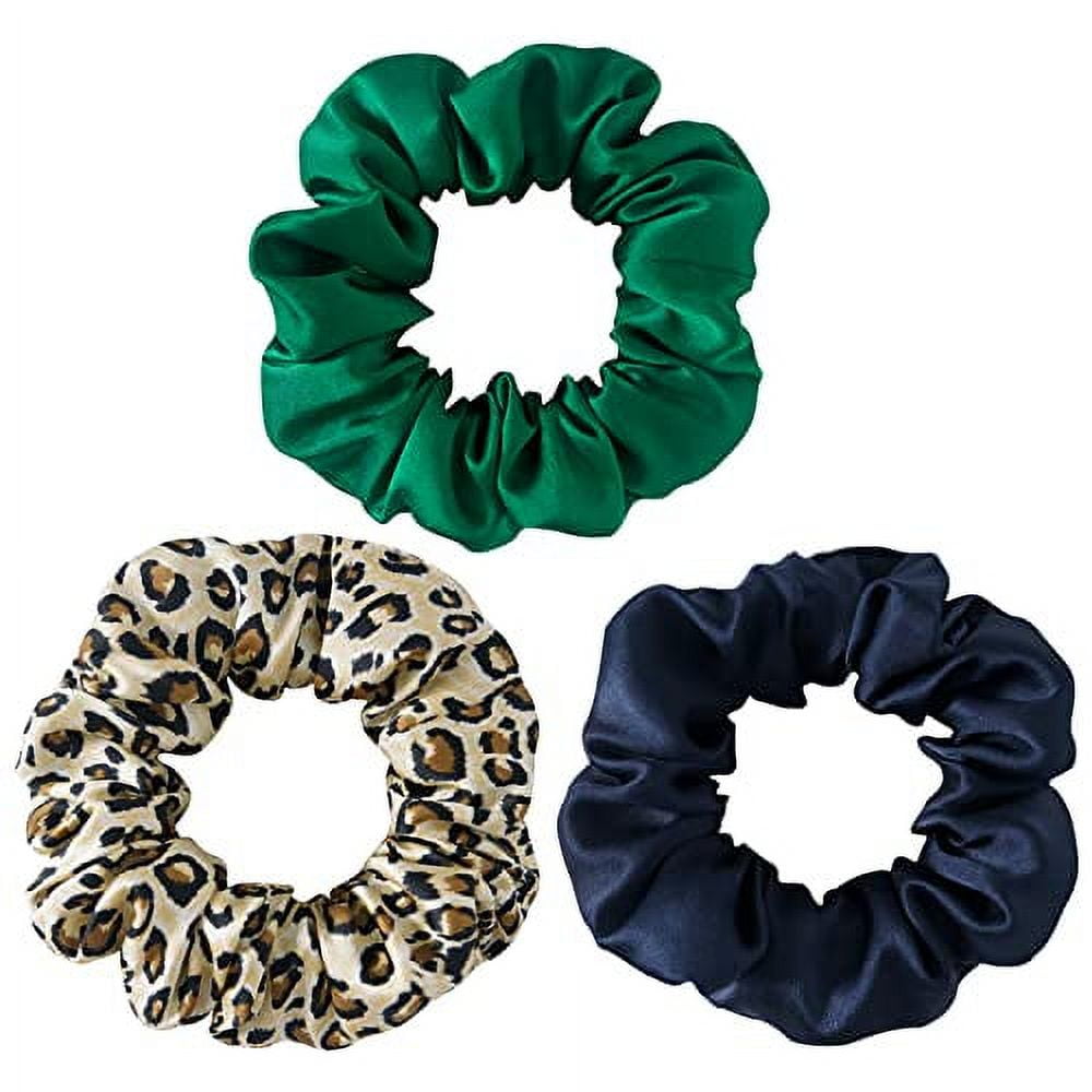 Silk Scrunchies For Hair, 3 Pack, 100 Mulberry Silk Hair Ties, 19