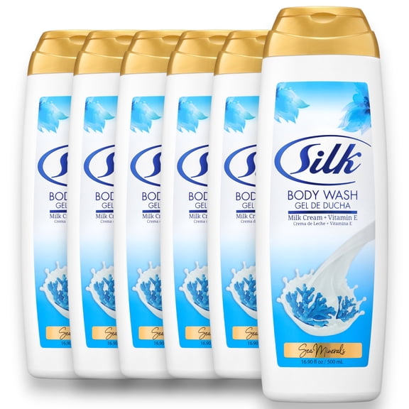 Silk Sea Minerals Organic Body Wash Women and Men, Moisturizing Shower Gel for All Skin Types 16.9 fl oz, 6 pack