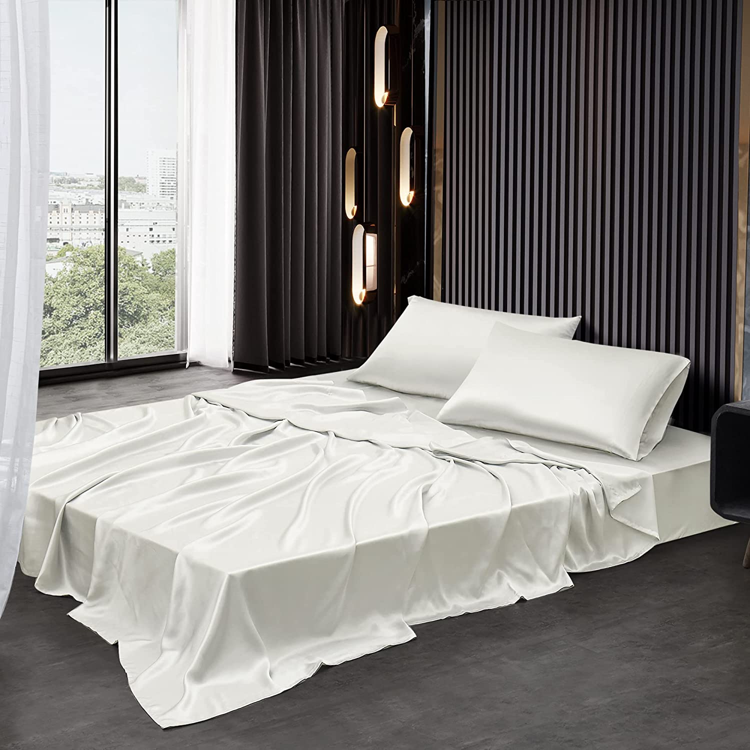 Silk Sheet Twin Size Set 3 Pcs 19 Momme Real Mulberry Silk Top 6A Grade