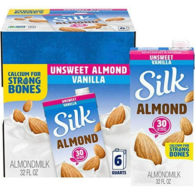 Silk ShelfStable Almond Milk, Unsweetened Vanilla, DairyFree, Vegan