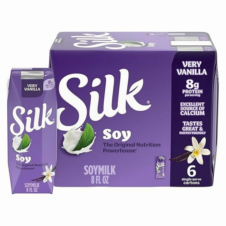 Silk Shelf-Stable Very Vanilla Soy Milk Singles, 8 oz, 6 Pack