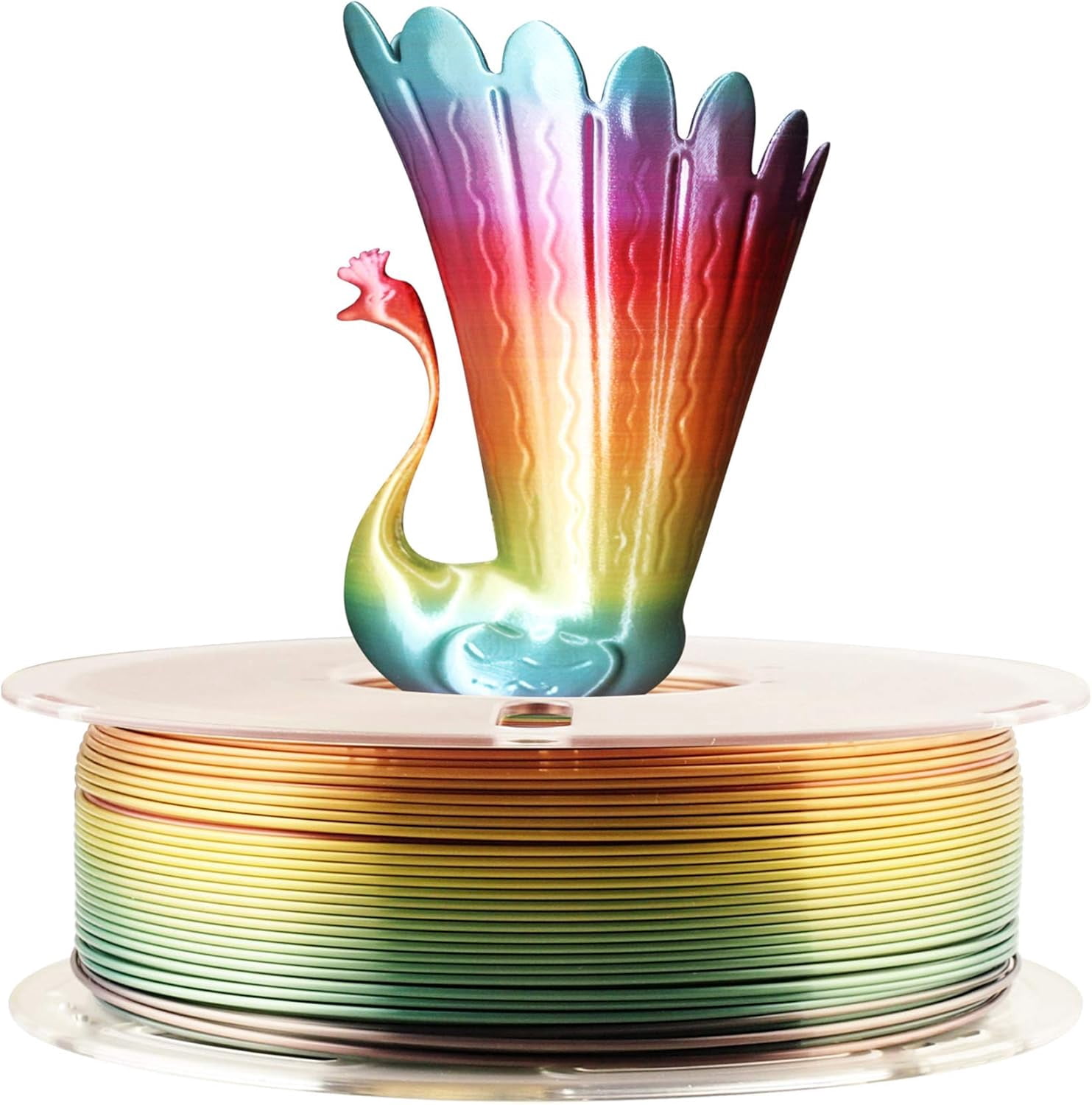 Silk Shiny Fast Color Gradient Change Rainbow Multicolored 3D Printer PLA Filament - 1.75mm Printing Material 1kg 2.2lbs Spool, Widely Compatible for FDM Printe by TTYT3D
