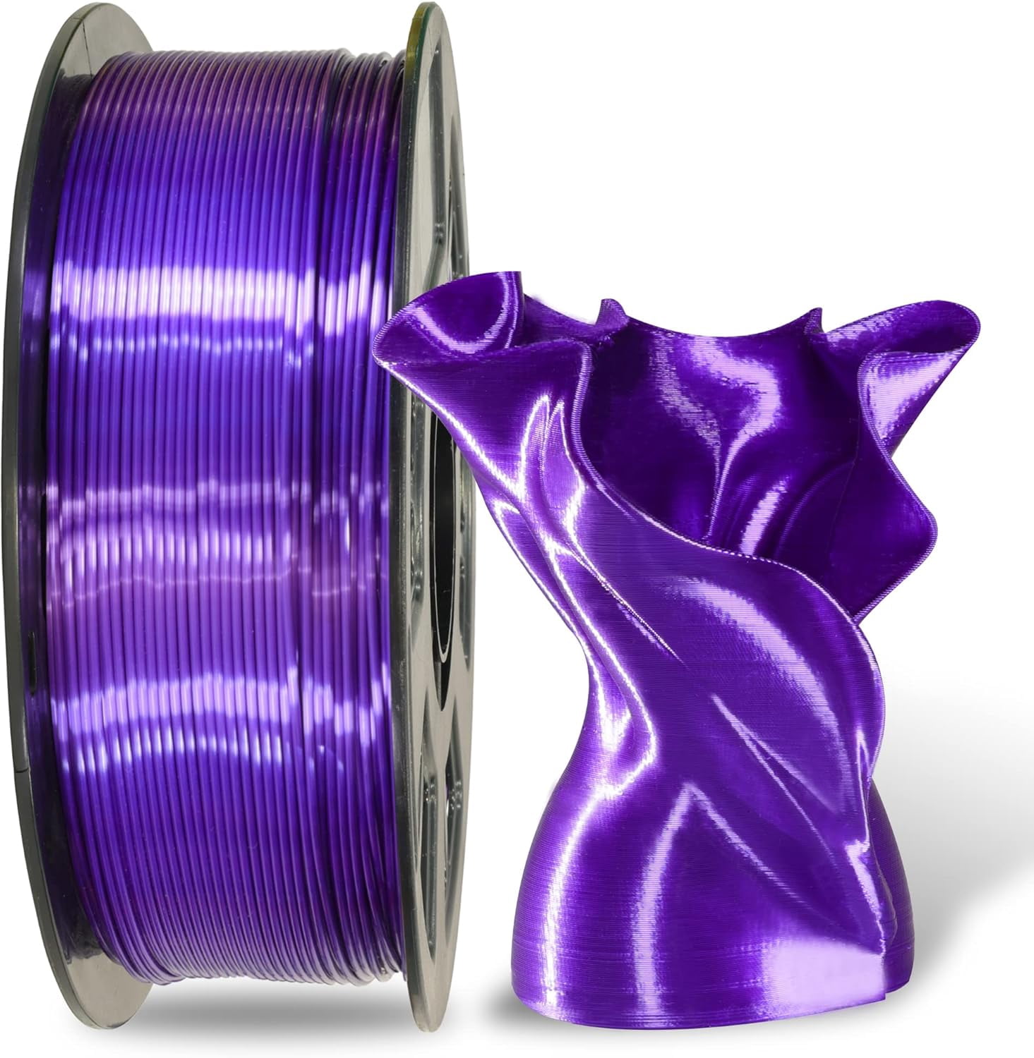Silk Shiny Luster Dark Violet Purple PLA 3D Printing Filament, 1KG 2.2Lbs 1.75mm 3D Print Material with High Diameter Accuracy, Neatly Wound Silk PLA Widely Support for FDM 3D Printers by
