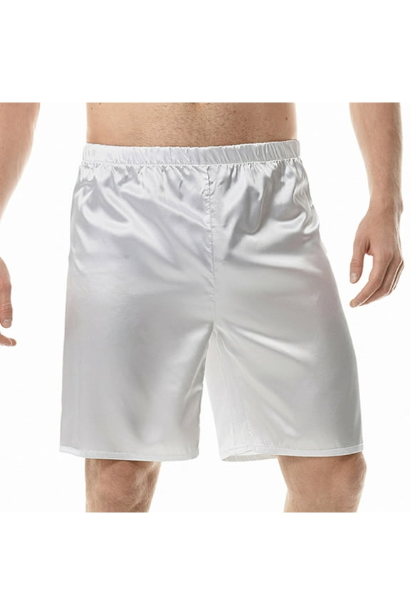 Silk Shorts for Men Boxers Sleepwear Relaxed Fitness Wear Front Pockets Elastic Waist