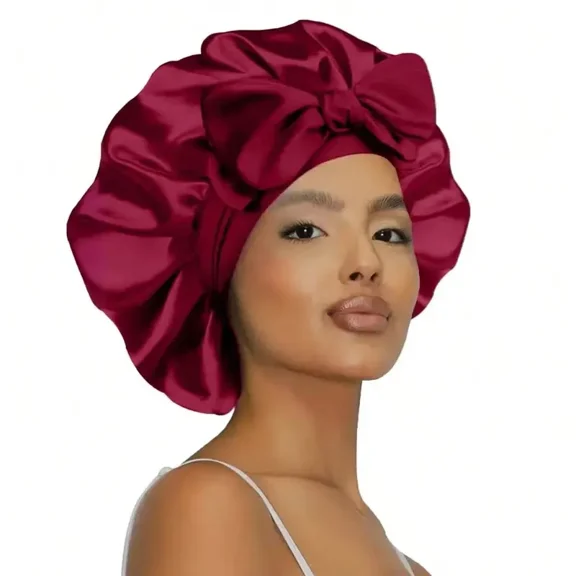 Silk Sleep Bonnet for Women – Lightweight Single Layer Hair Bonnet with Adjustable Tie Band for Curly & Natural Hair by ROHAJSHOP