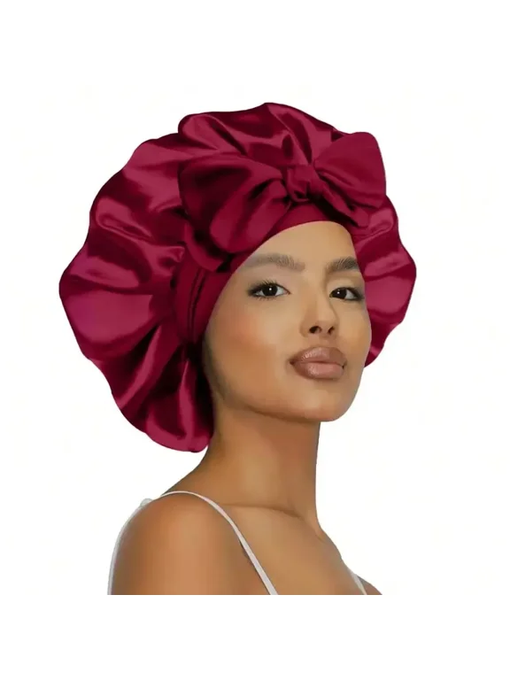 Silk Sleep Bonnet for Women – Lightweight Single Layer Hair Bonnet with Adjustable Tie Band for Curly & Natural Hair by ROHAJSHOP