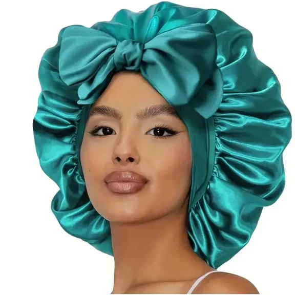 Silk Sleep Bonnet for Women – Lightweight Single Layer Hair Bonnet with Adjustable Tie Band for Curly & Natural Hair by ROHAJSHOP
