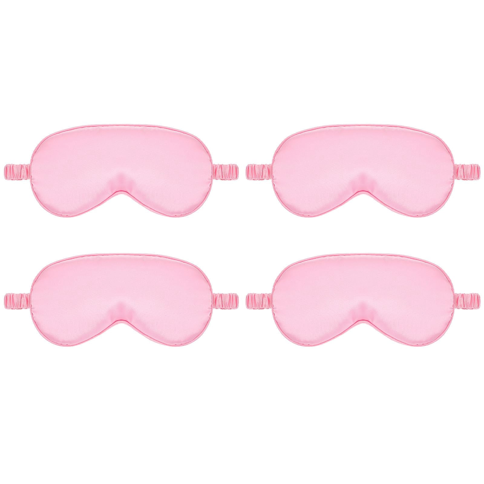 Silk Sleep Eye Mask 4 Pack Mulberry Silk Sleep Mask Eye Cover Blindfold with Elastic Strap Cute Satin Soft Eyeshade Masks for Women Night Sleeping Travel Nap (Pink) (White)