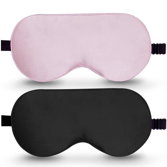 Silk Sleep Mask, 2 Pack 100% Real Natural Pure Silk Eye Mask with Adjustable Eye