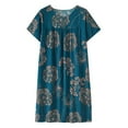 Silk Sleep Shirts For Women Sleepwear Short Sleeve House Dress Floral