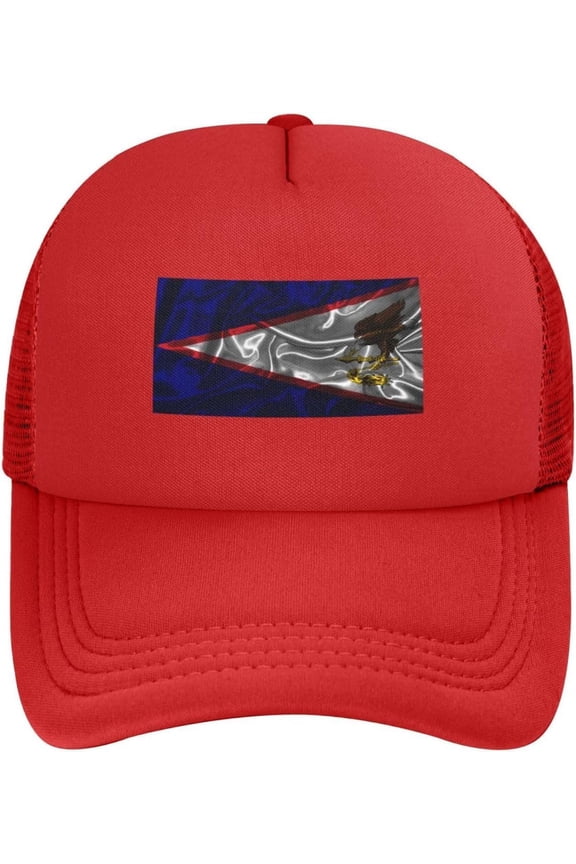 Silk Style Flag of American Samoa Baseball Cap for Men Women Snapback Adjustable Mesh Back Hat, Red
