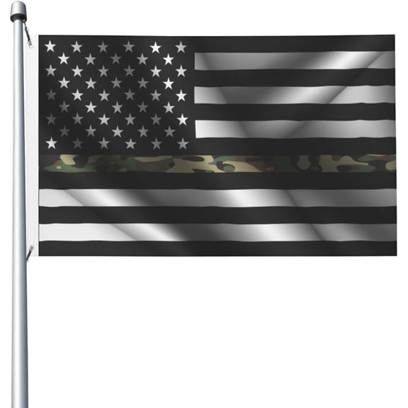 Silk Style United States Thin Camo Line Flag 3x5 Ft Banner Outdoor Double-Sided Garden Patio Indoor Holiday Party Decoration 3by5