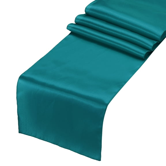 Silk Table Runner Smooth Fabric Table Runner Decorations Peacock Blue 12" x 108"