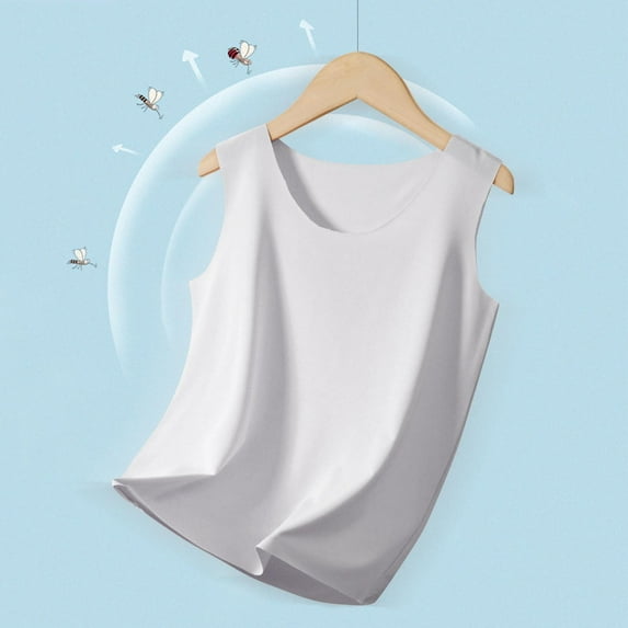 Silk Tank Tops for Teen Kids Lightweight Sleeveless Crewneck Shirts Size 3-16 Boys & Girls Casual Solid Pullover Breathable Undershirts Vest