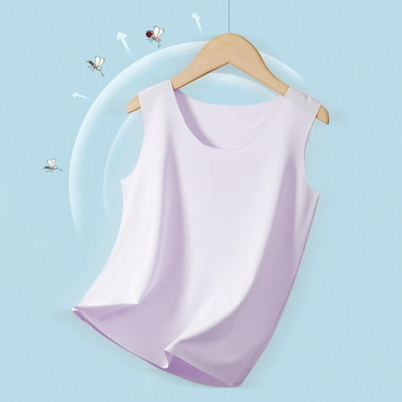 Silk Tank Tops for Teen Kids Lightweight Sleeveless Crewneck Shirts Size 3-16 Boys & Girls Casual Solid Pullover Breathable Undershirts Vest