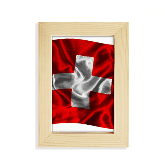 Silk Texture Switzerland Flag Pattern Desktop Display Photo Frame Picture Art Painting 5x7 inch