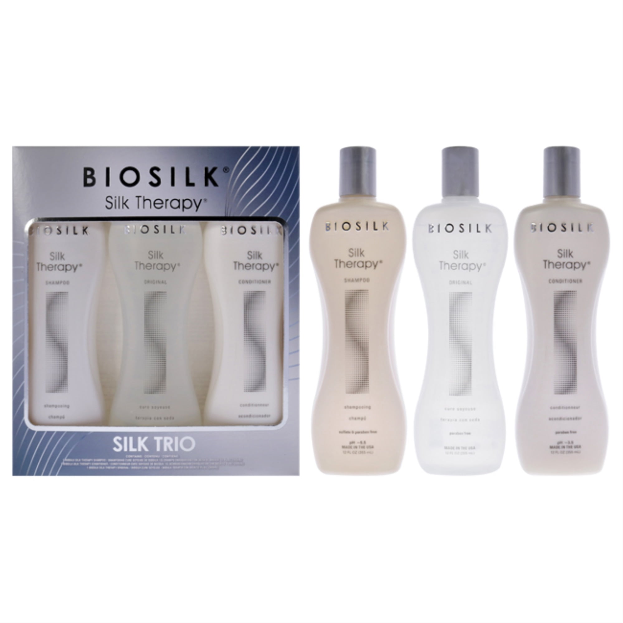 Biosilk Silk Therapy Trio for Unisex - 3 Pc Set: 12oz Shampoo
